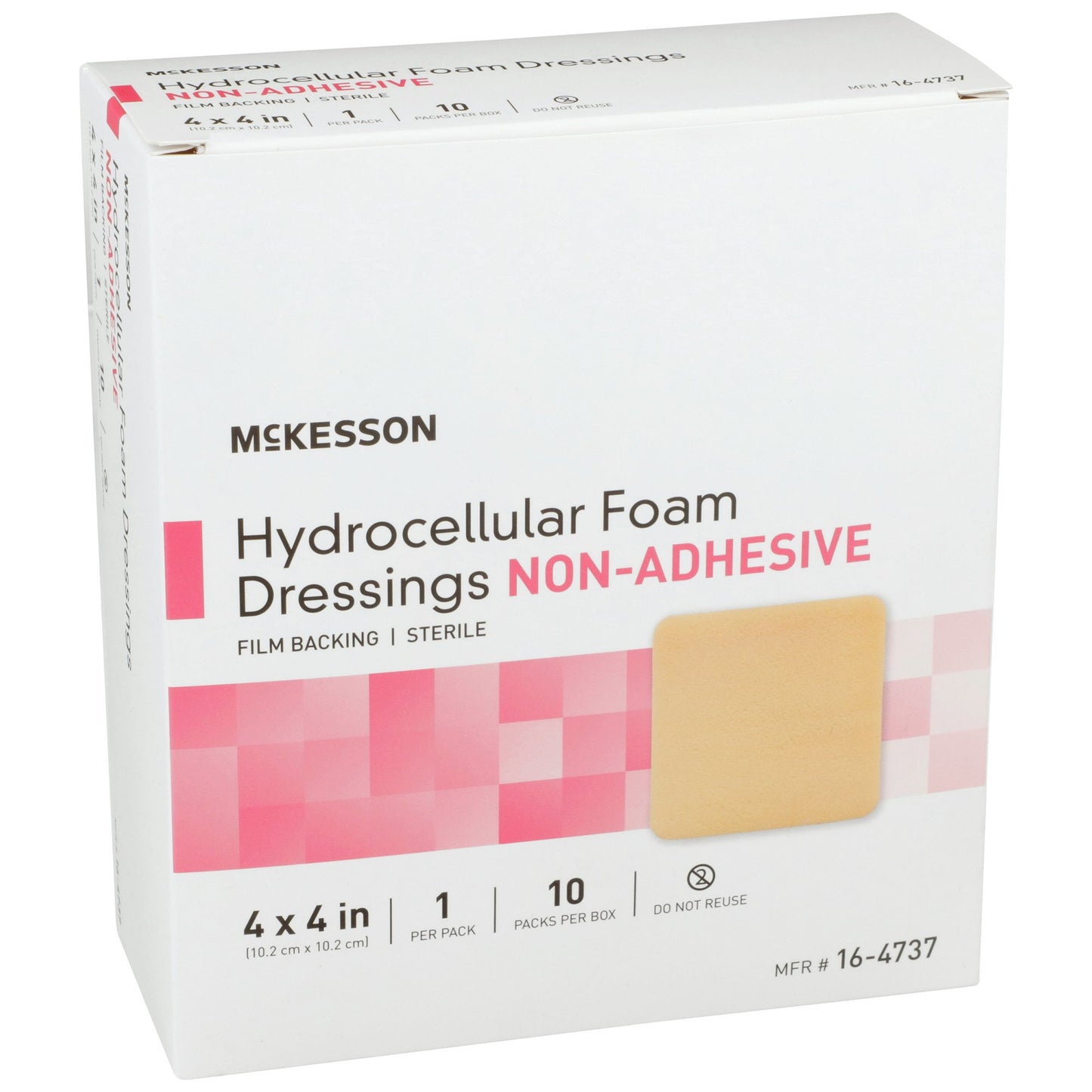 McKesson Foam Dressing 4 X 4 Inch Without Border Film Backing Nonadhesive Square Sterile (1138302_BX)