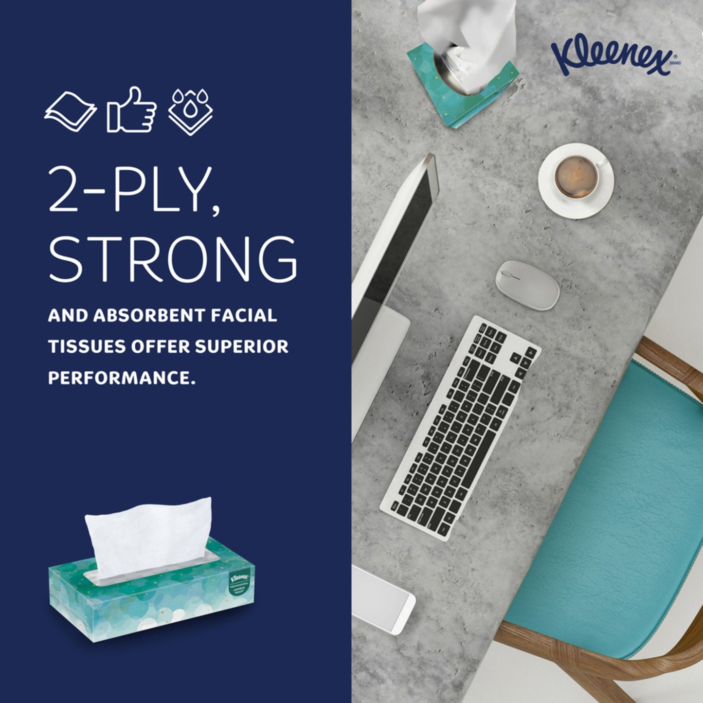Kleenex® Facial Tissue White 8-1/5 X 8-2/5 Inch 100 Count (60594_CS)