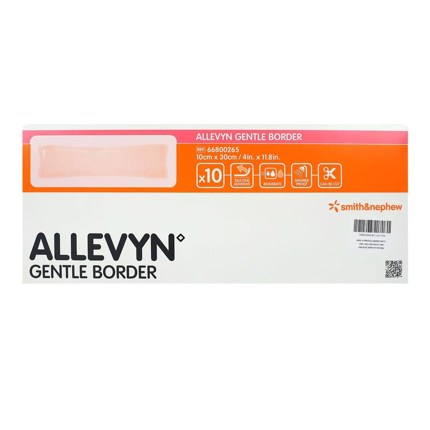 Allevyn Gentle Border Foam Dressing 4 X 12 Inch With Border Film Backing Silicone Gel Adhesive Rectangle Sterile (1062155_EA)