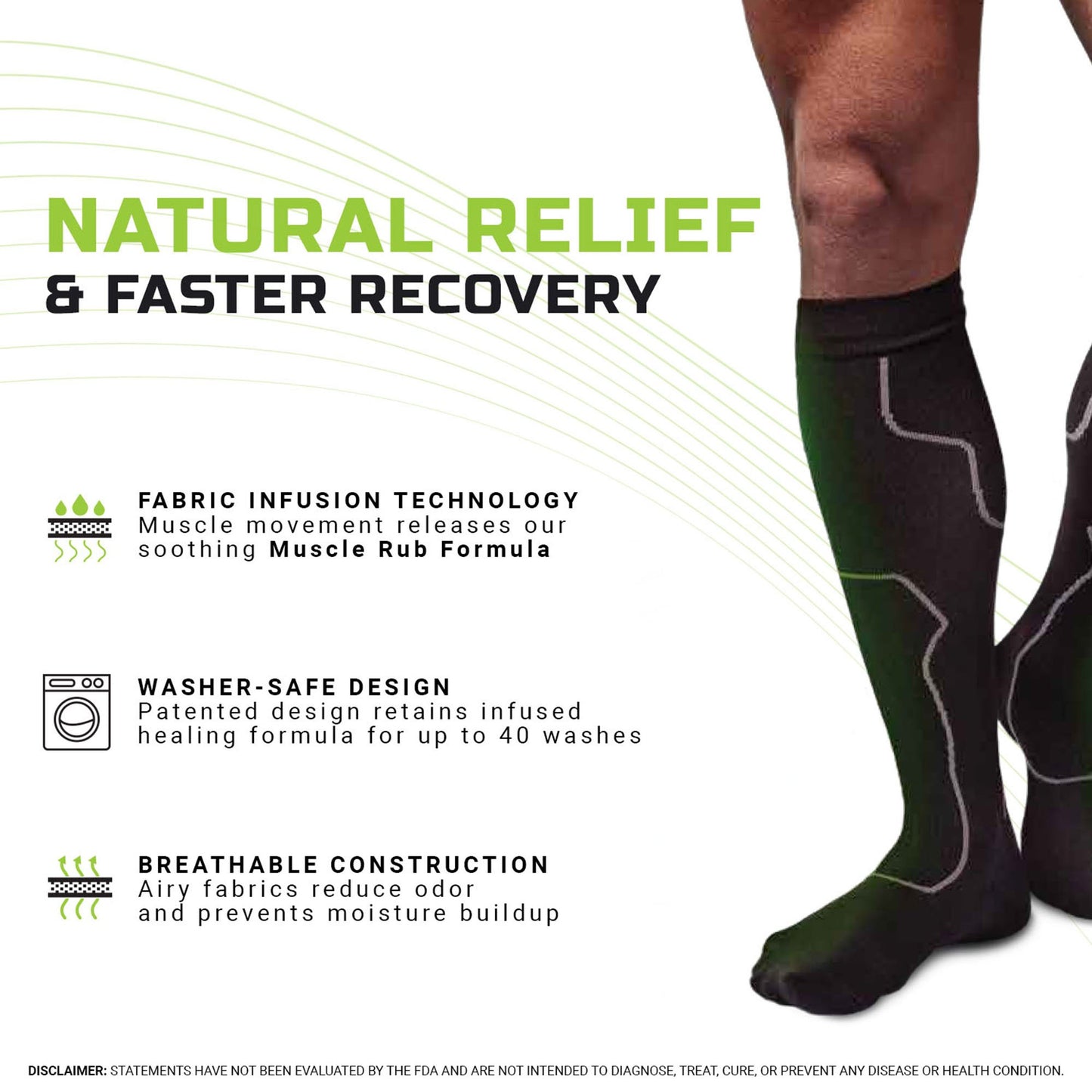 Green Drop™ Compression Socks Knee High Large / X-Large Black Closed Toe (1230637_PR)