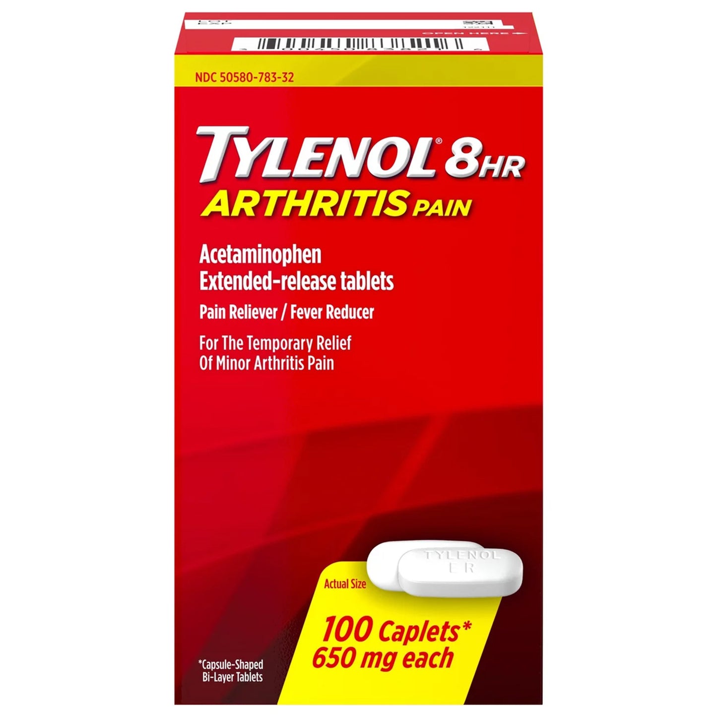 Tylenol® Arthritis Pain Relief 650 mg Strength Acetaminophen Caplet 100 per Bottle (1189607_BT)