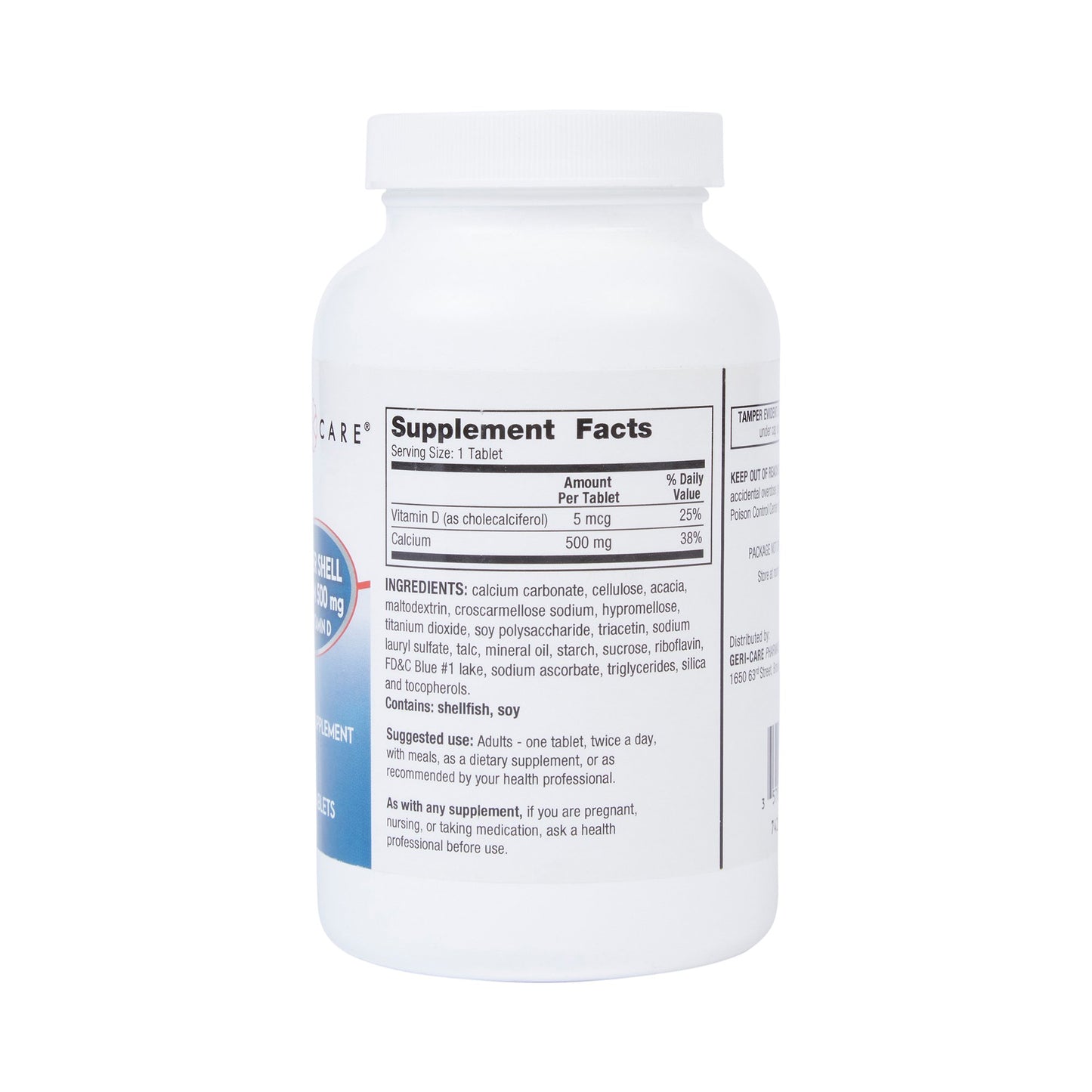 Geri-Care® Joint Health Supplement Oyster Shell 200 IU - 500 mg Strength Tablet 250 per Bottle (689189_BT)