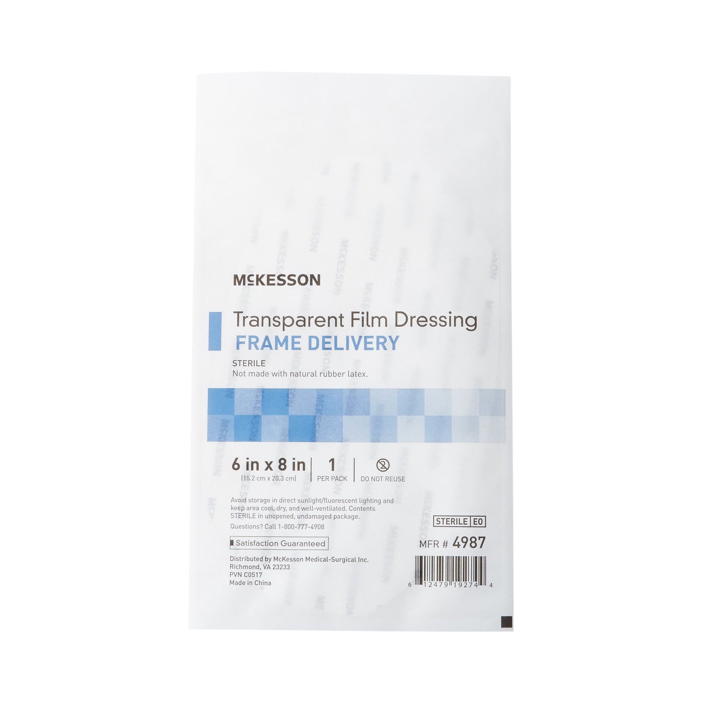 McKesson Transparent Film Dressing 6 X 8 Inch Frame Style Delivery Octagon Sterile (886410_CS)