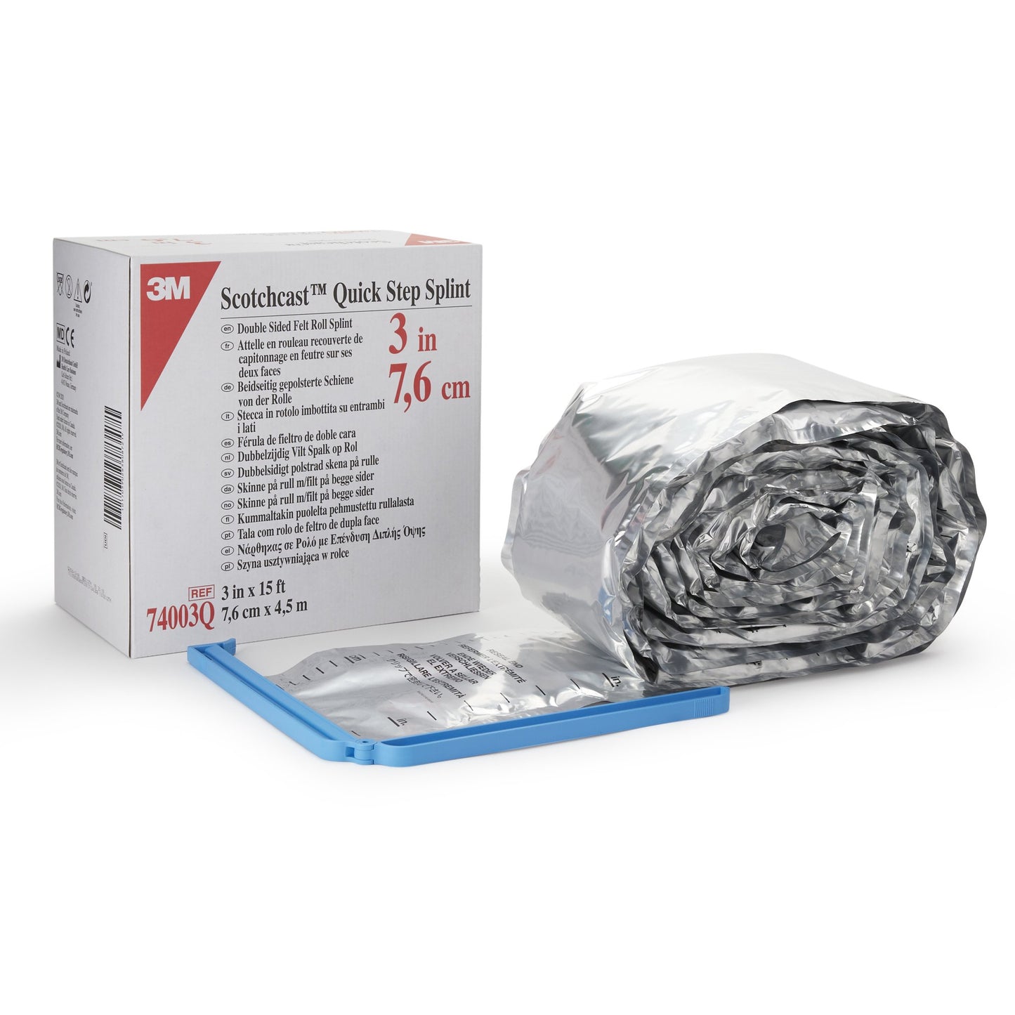 3M™ Scotchcast™ Quick Step Double Sided Felt Padded Splint Roll 3 Inch X 15 Foot Felt / Fiberglass White (983390_CS)
