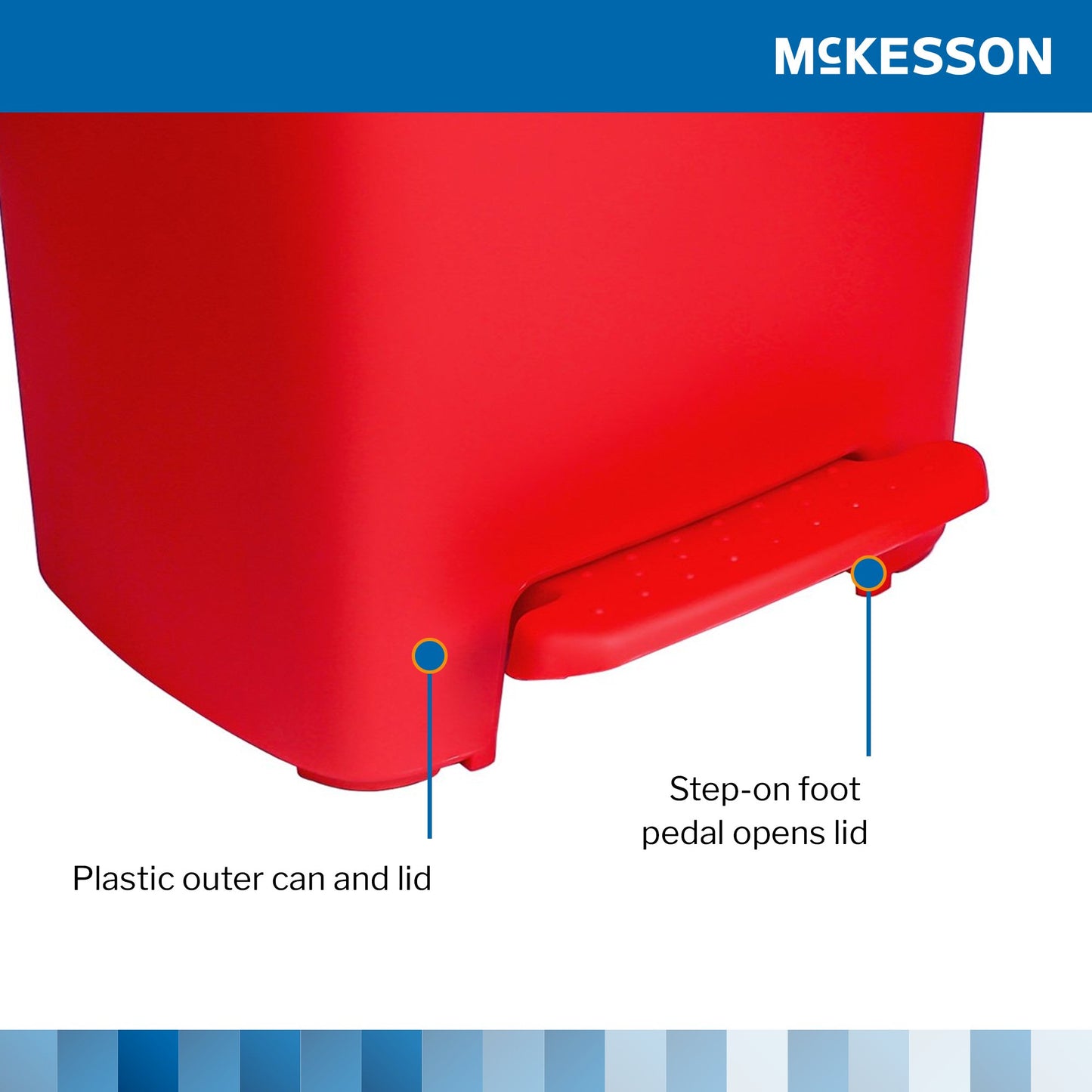 McKesson Trash Can 32 Quart / 8 gal. Red Plastic Rectangular (1223709_CS)