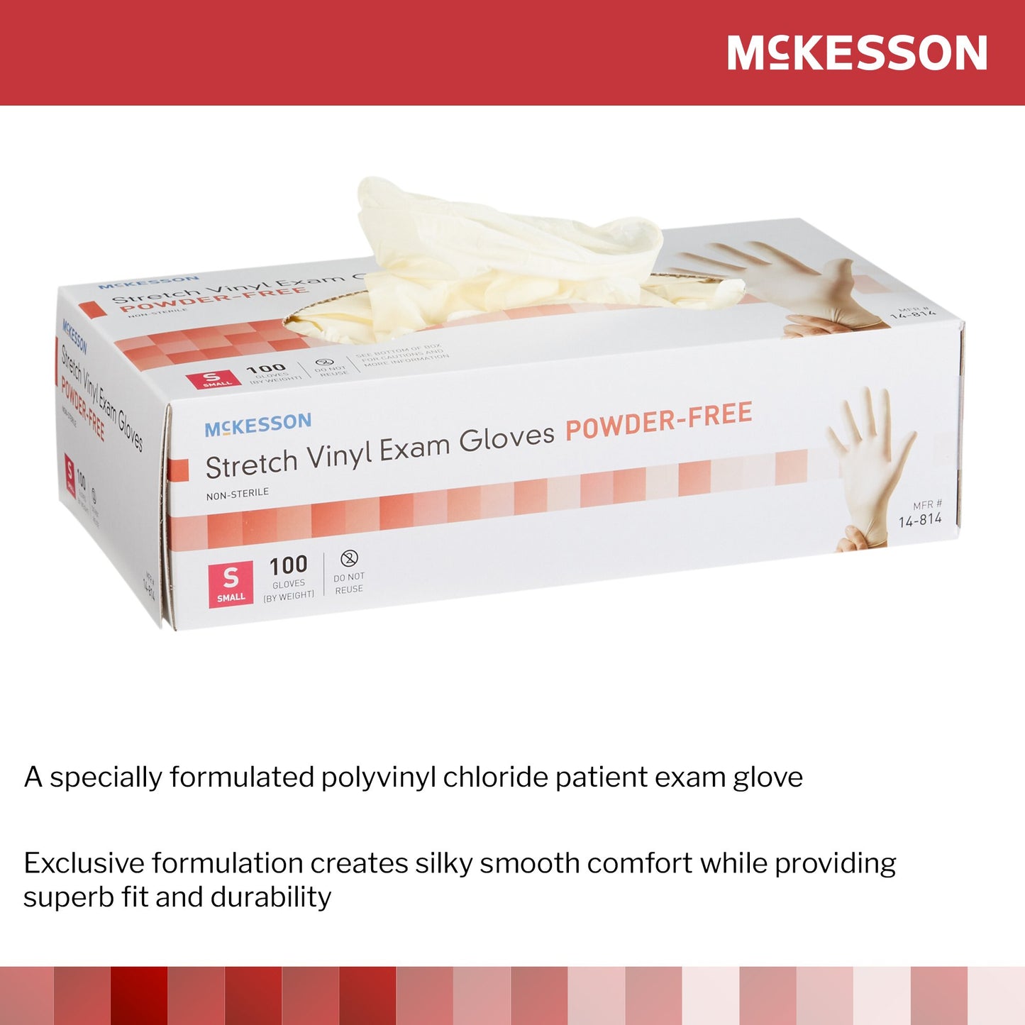 McKesson Exam Glove Small NonSterile Stretch Vinyl Standard Cuff Length Smooth Ivory Not Rated (409742_BX)