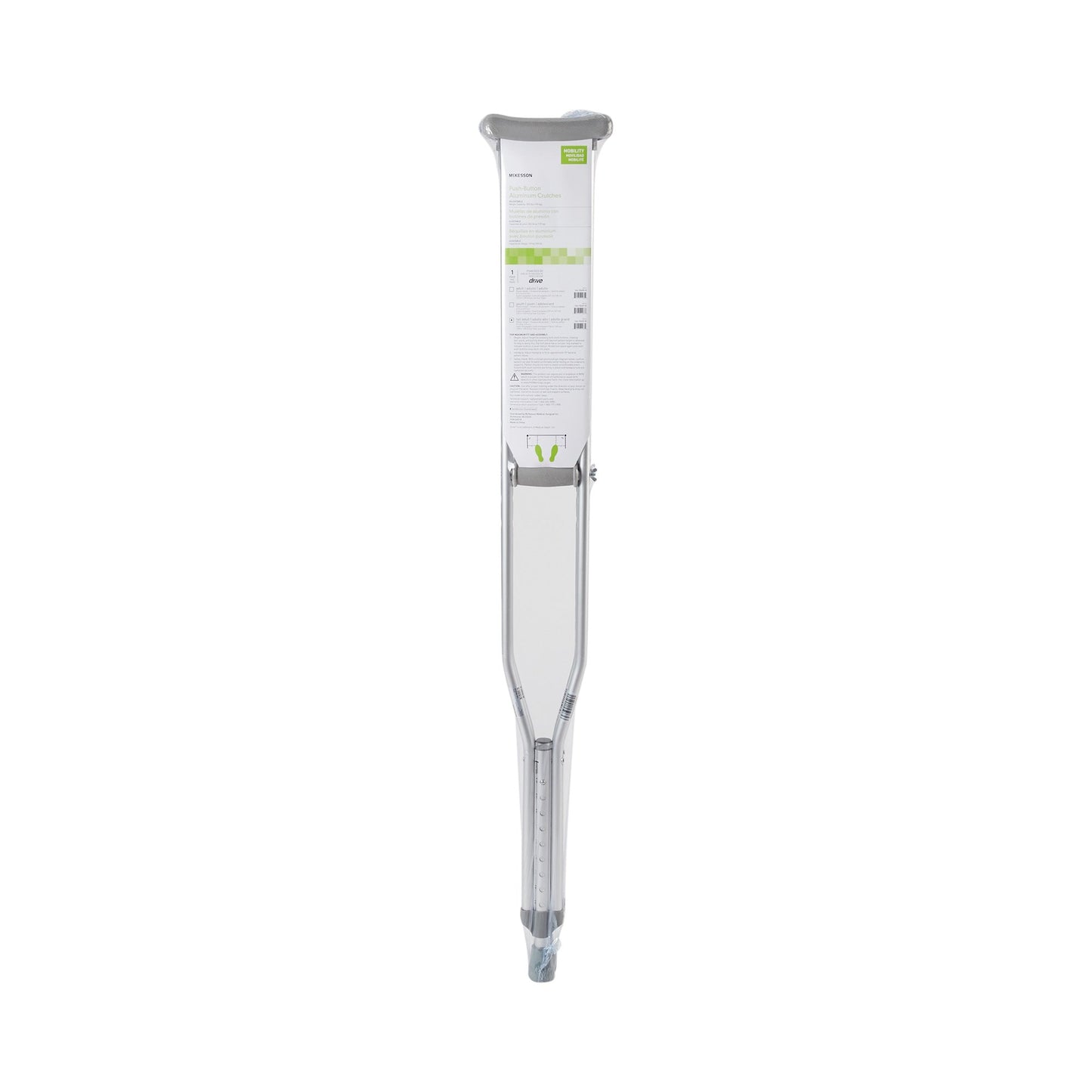 McKesson Underarm Crutches Tall Adult 5 Foot 10 Inch to 6 Foot 6 Inch User Height Aluminum Frame 350 lbs. Weight Capacity (1065231_PR)