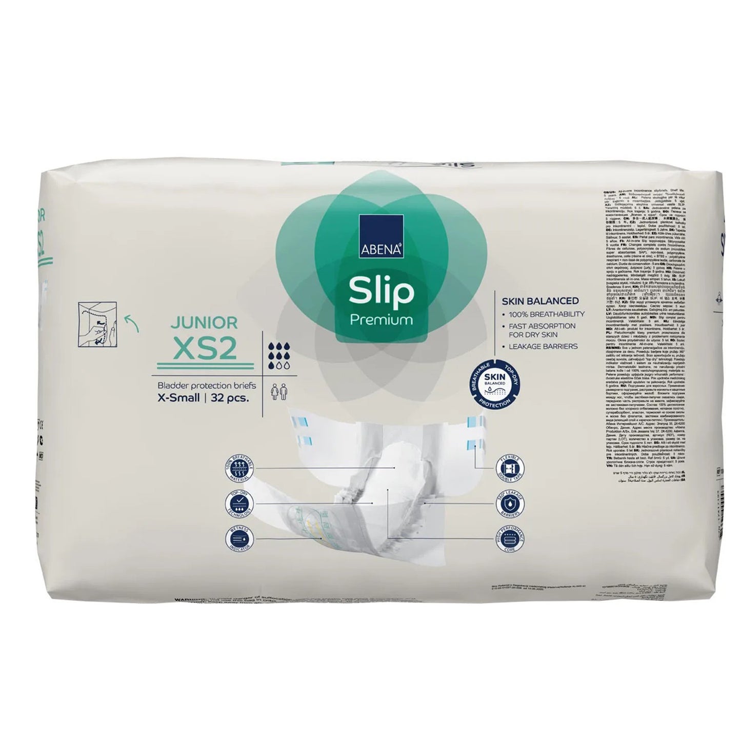 Abena® Slip Premium Junior XS2 Unisex Youth Incontinence Brief X-Small Disposable Heavy Absorbency (1218195_CS)