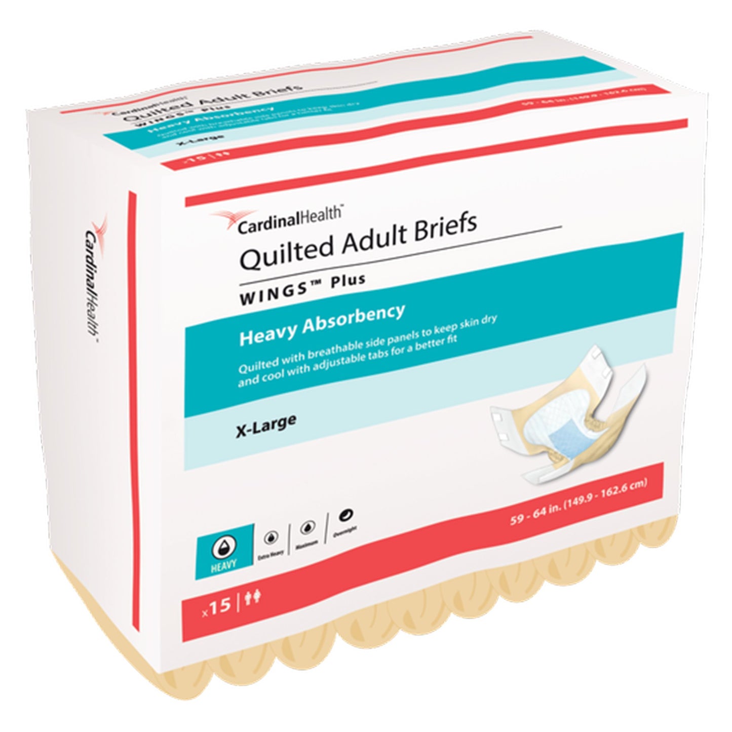 Wings™ Plus Quilted Unisex Adult Incontinence Brief X-Large Disposable Heavy Absorbency (868374_BG)