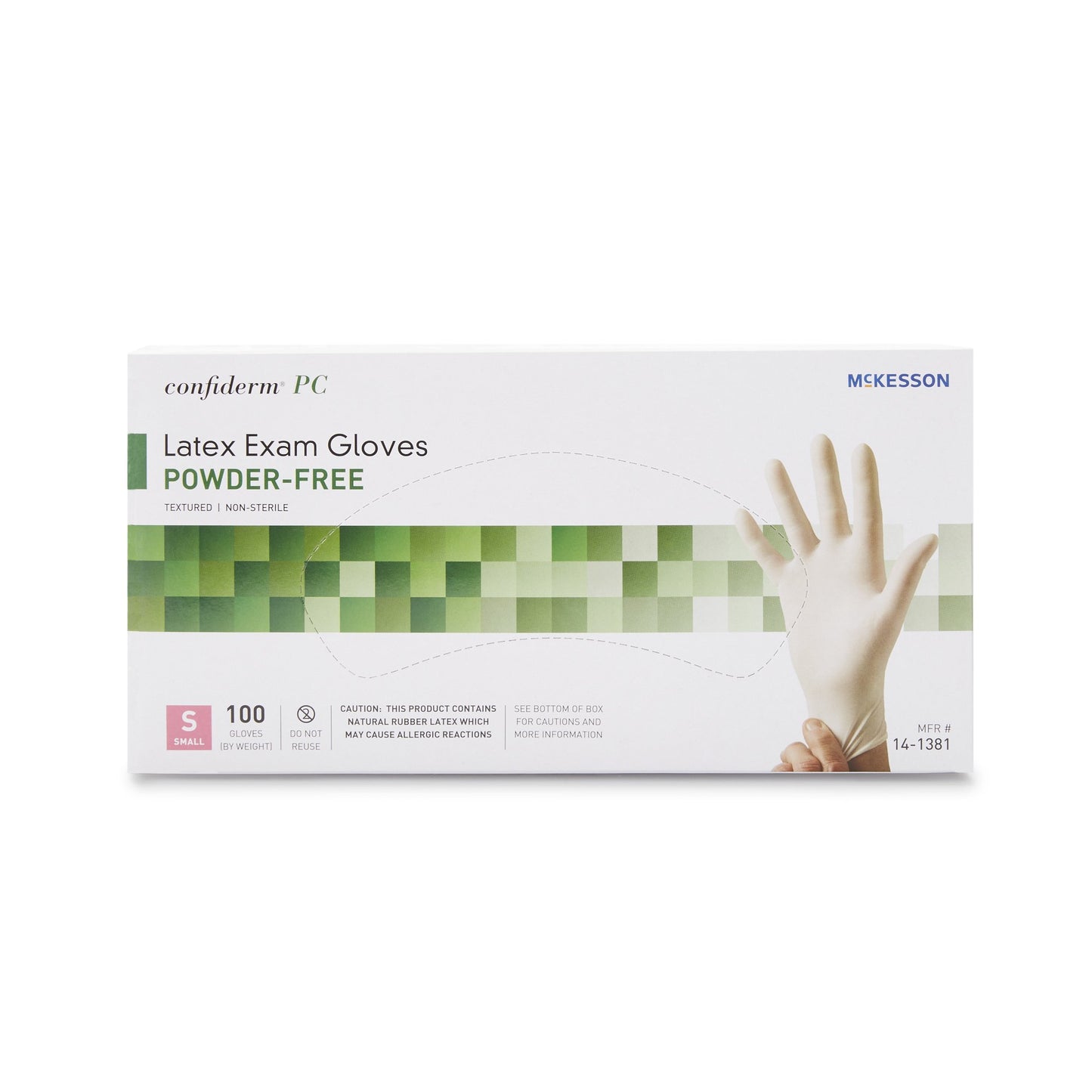 McKesson Confiderm® Exam Glove Small NonSterile Latex Standard Cuff Length Fully Textured Ivory Not Rated (921597_CS)
