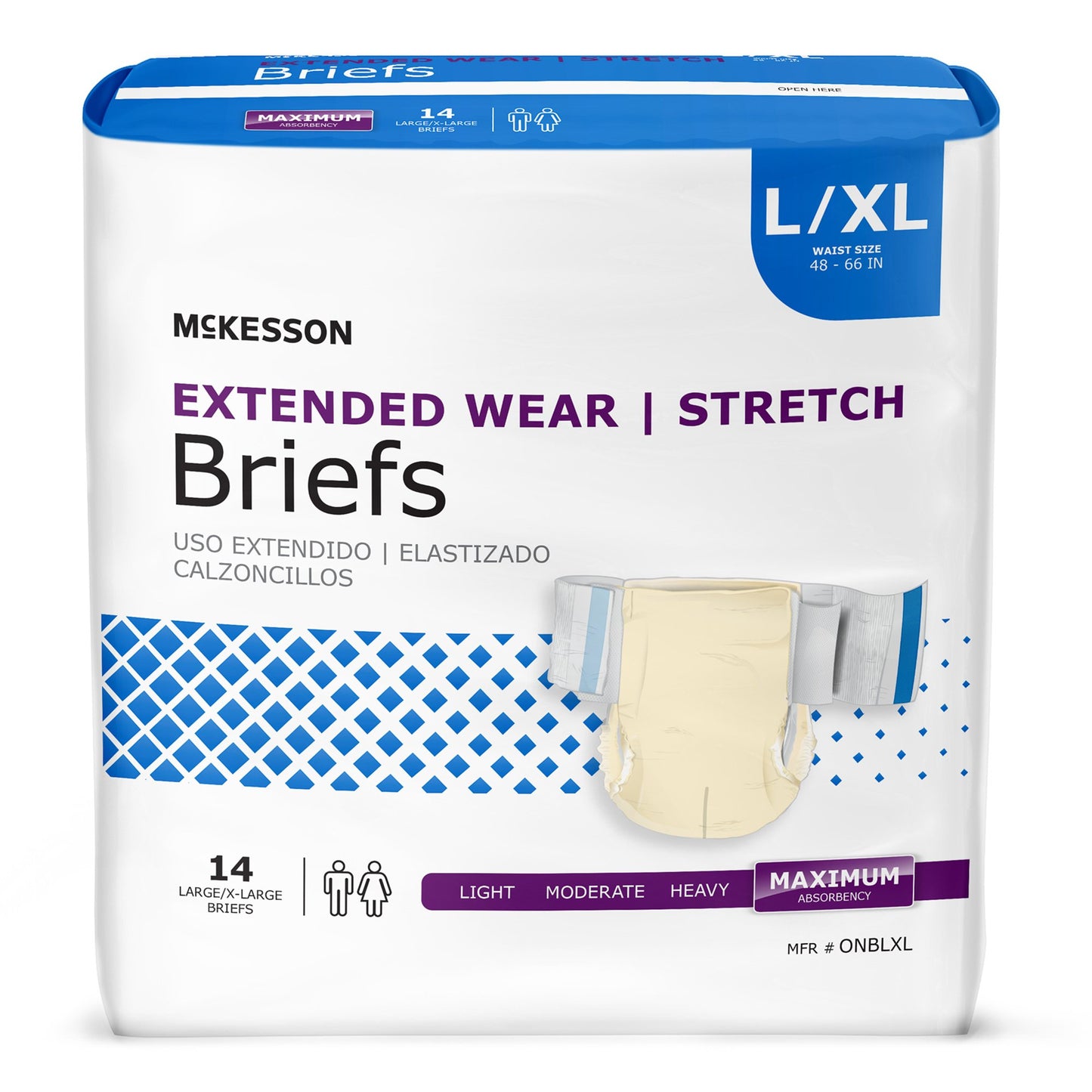 McKesson Extended Wear Unisex Adult Incontinence Brief Large / X-Large Disposable Heavy Absorbency (980311_BG)