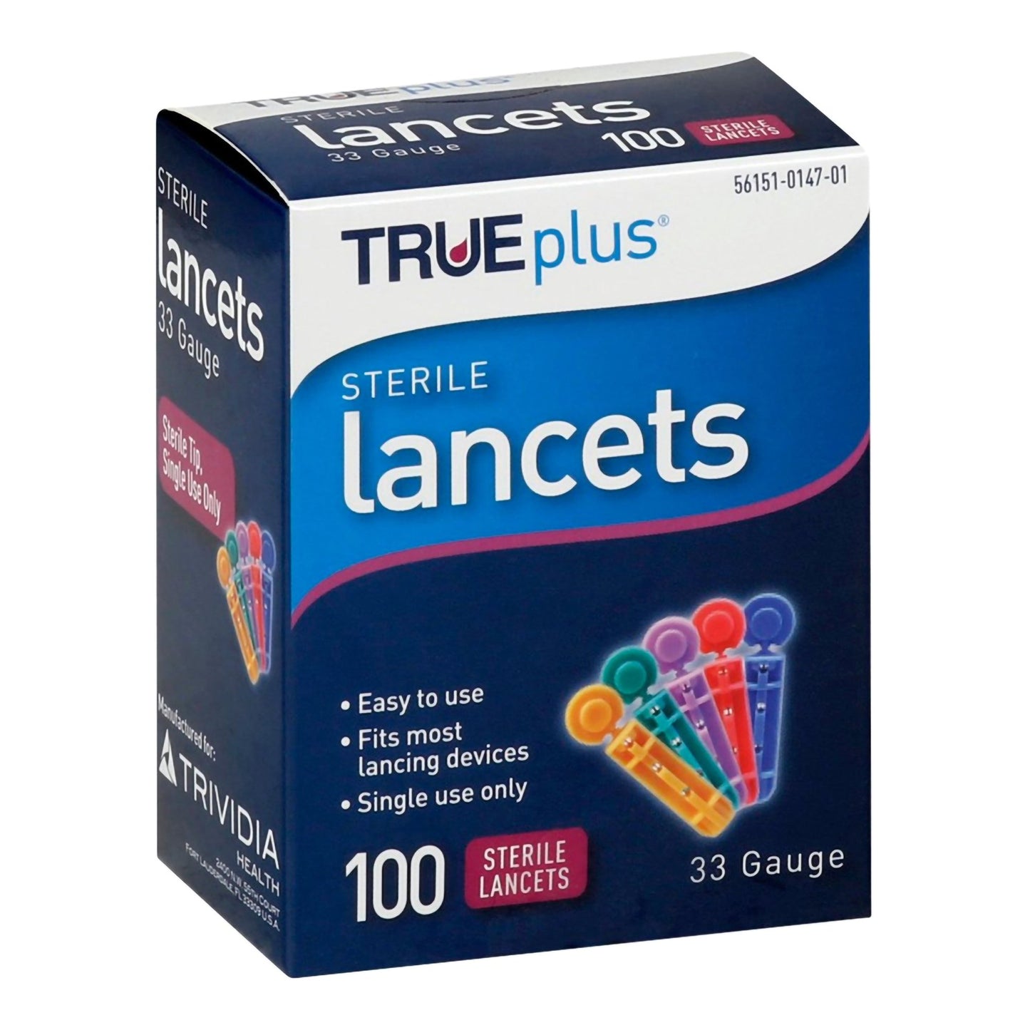 TRUEplus™ Lancet for Lancing Device 33 Gauge Non-Safety Twist Off Cap Finger (840884_BX)
