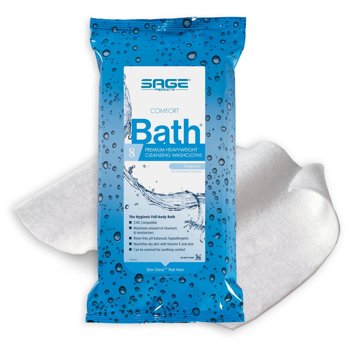 Comfort Bath® Premium Heavyweight Rinse-Free Bath Wipe Soft Pack Scented 8 Count (332490_CS)