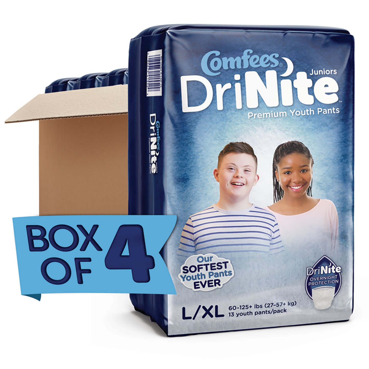 Comfees® DriNite® Juniors Unisex Youth Absorbent Underwear Pull On with Tear Away Seams Large / X-Large Disposable Heavy Absorbency (1150966_CS)