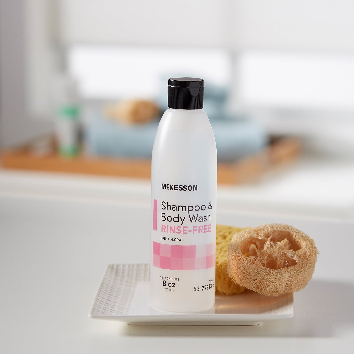 McKesson Rinse-Free Shampoo and Body Wash 8 oz. Flip Top Bottle Light Floral Scent (877023_CS)