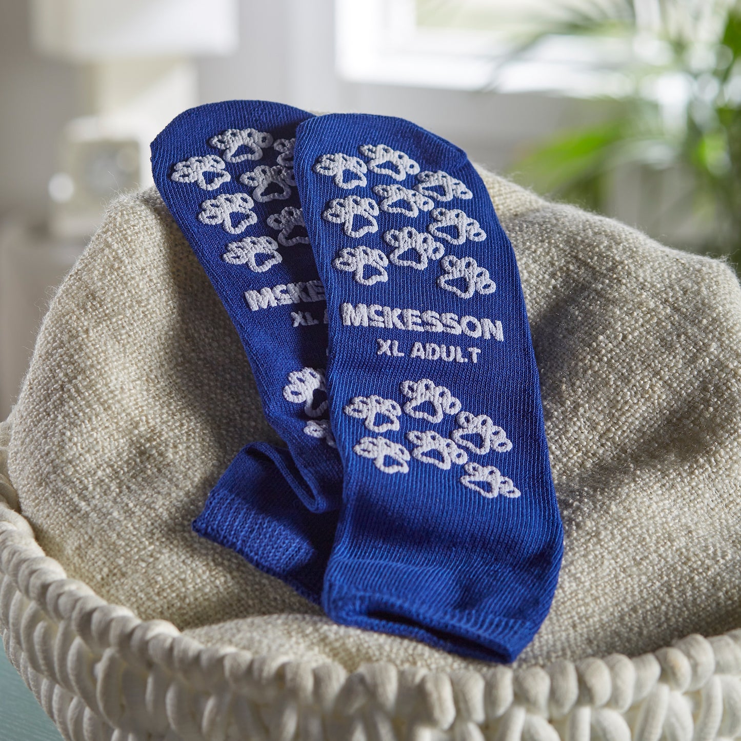 McKesson Terries™ Slipper Socks Unisex Adult X-Large Double Tread Single Patient Use Royal Blue (558995_PR)