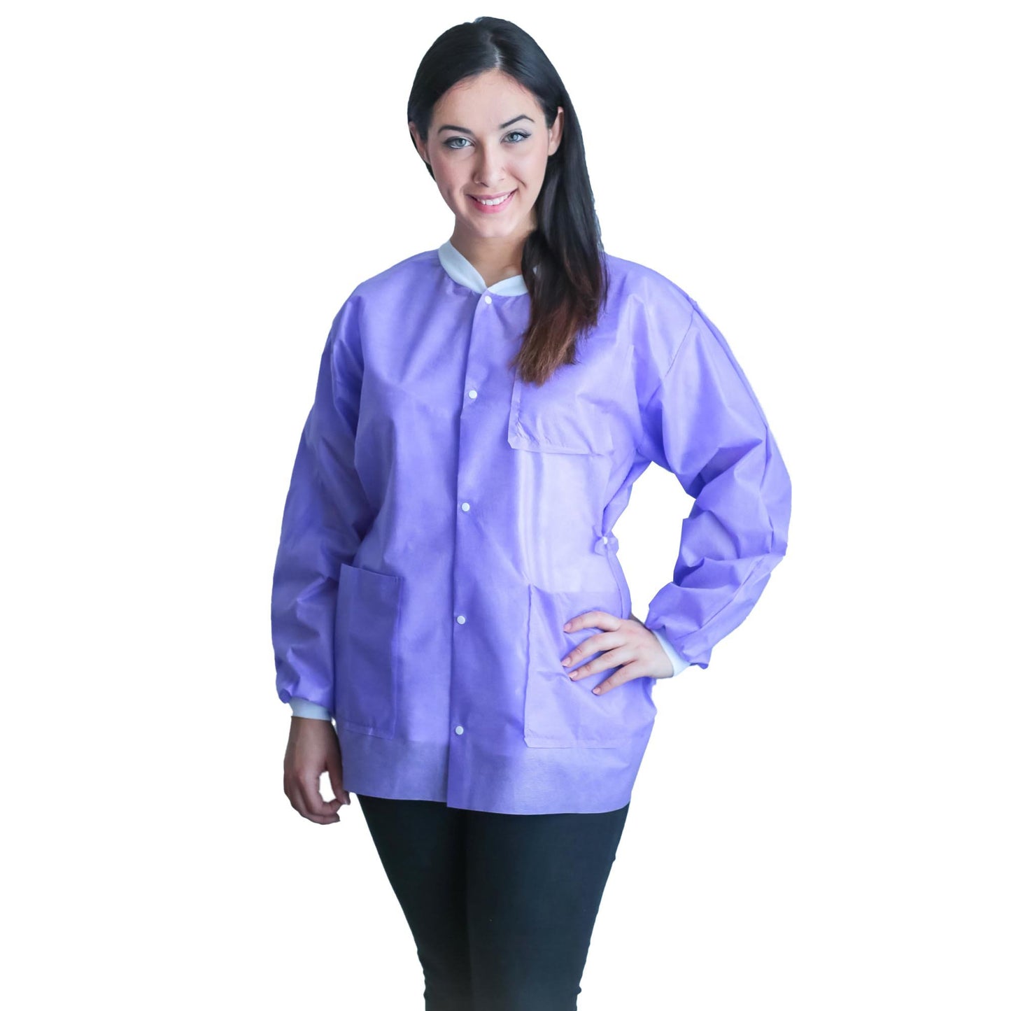 FitMe™ Lab Jacket Purple Medium Hip Length 3-Layer SMS Disposable (1194420_BG)