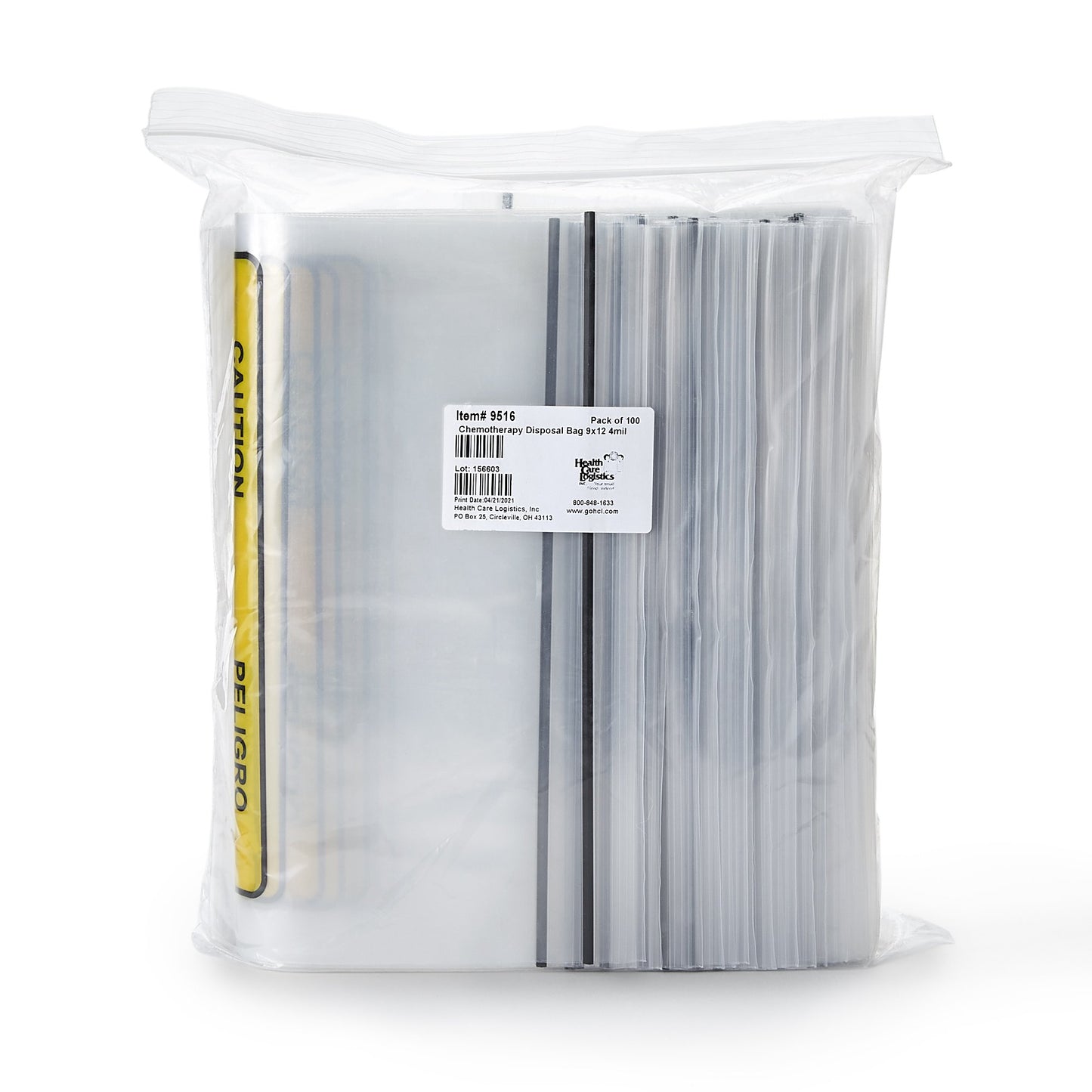 Health Care Logistics Hazardous Drug Bag Chemotherapy Bag Clear 9 X 12 Inch (703506_PK)