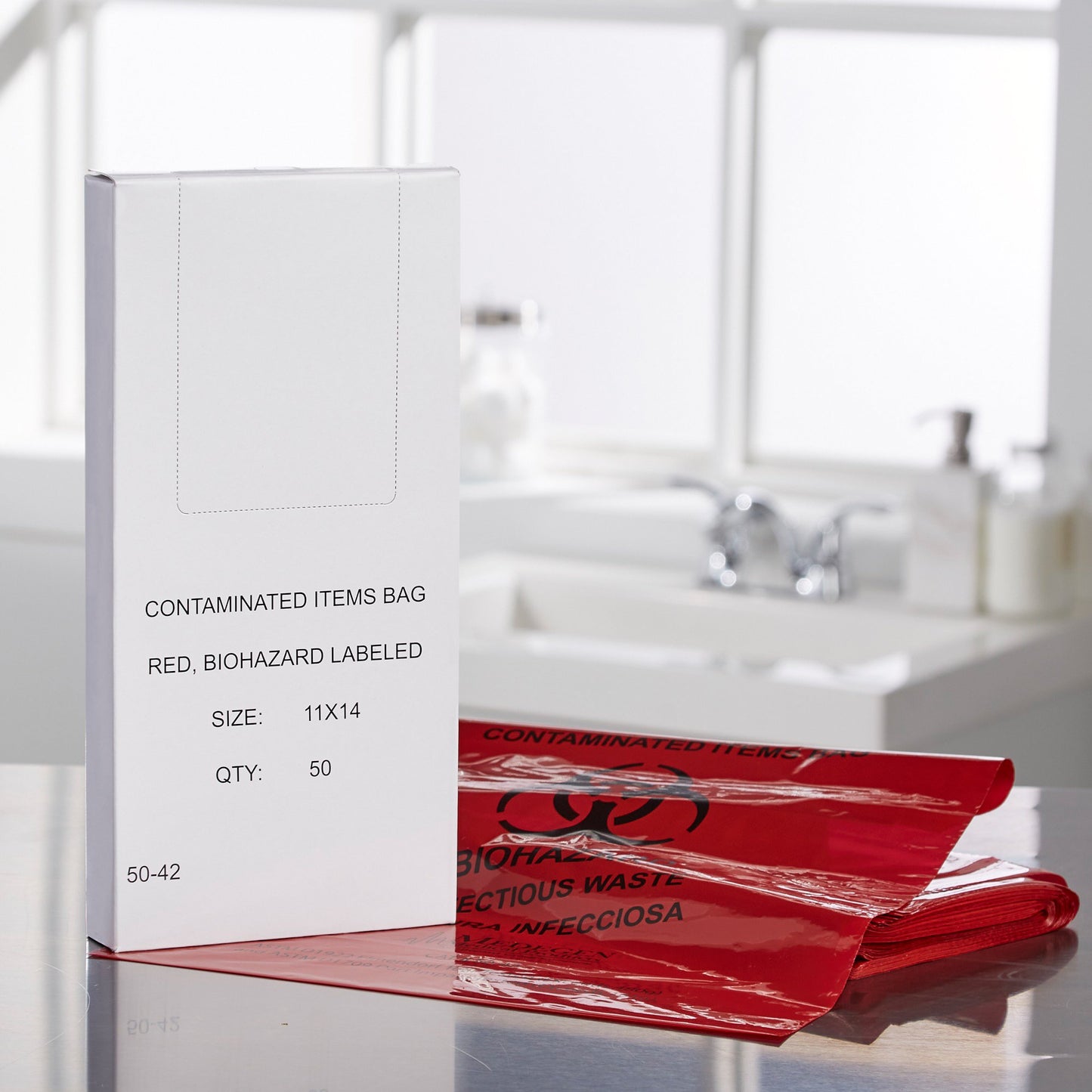 McKesson Biohazard Waste Bag Biohazard Symbol / Infectious Waste 1 to 3 gal. Red 11 X 14 Inch (223411_CS)