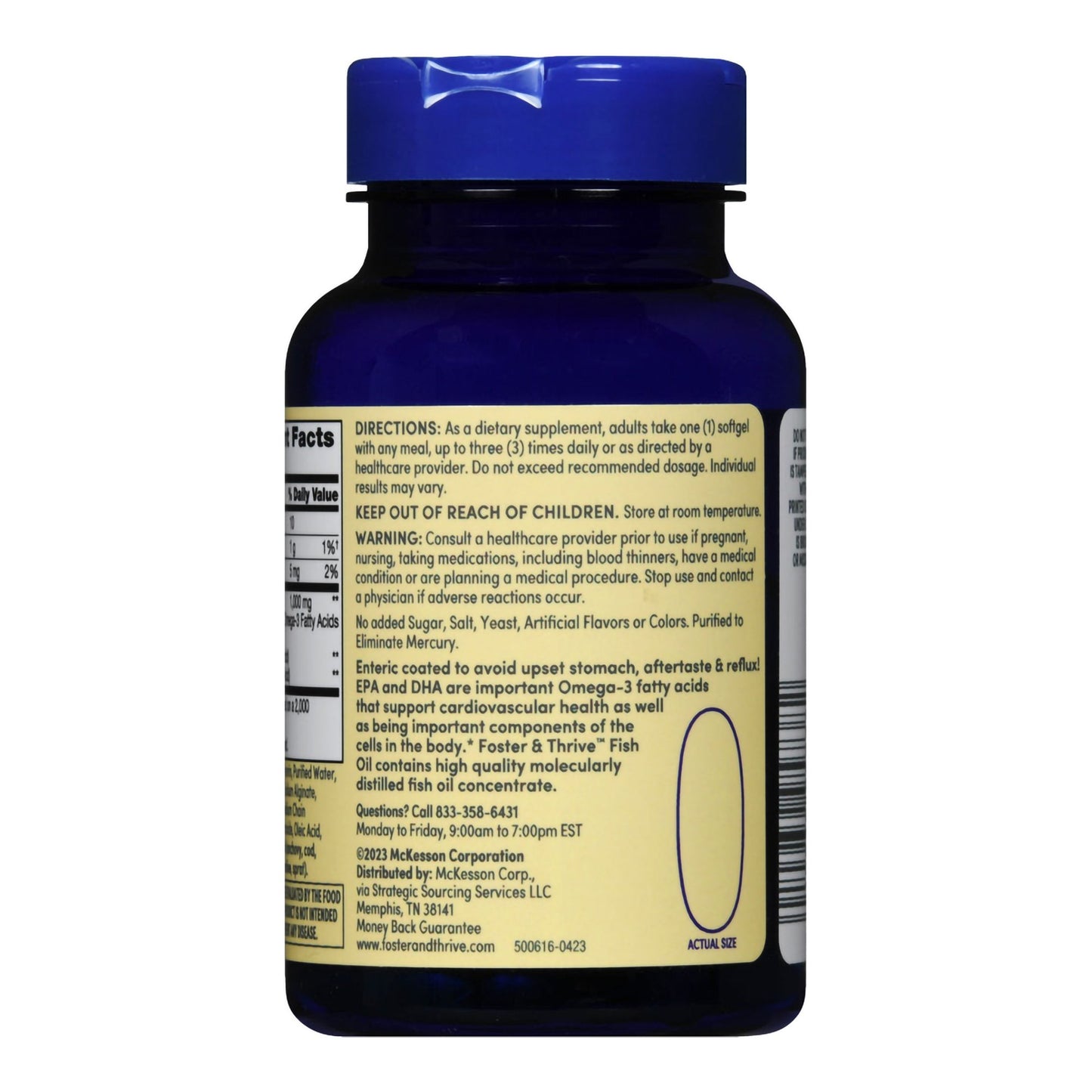 Foster & Thrive™ Omega 3 Supplement Fish Oil 1,000 mg Strength Softgel 60 per Bottle (1238888_BT)