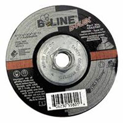 Bee Line Abrasives Flexible Depressed Center Wheel, 4-1/2 in dia, 1/8 in Thick, 5/8 in-11 Arbor, 46 Grit, Aluminum Oxide (903-45A27MT)