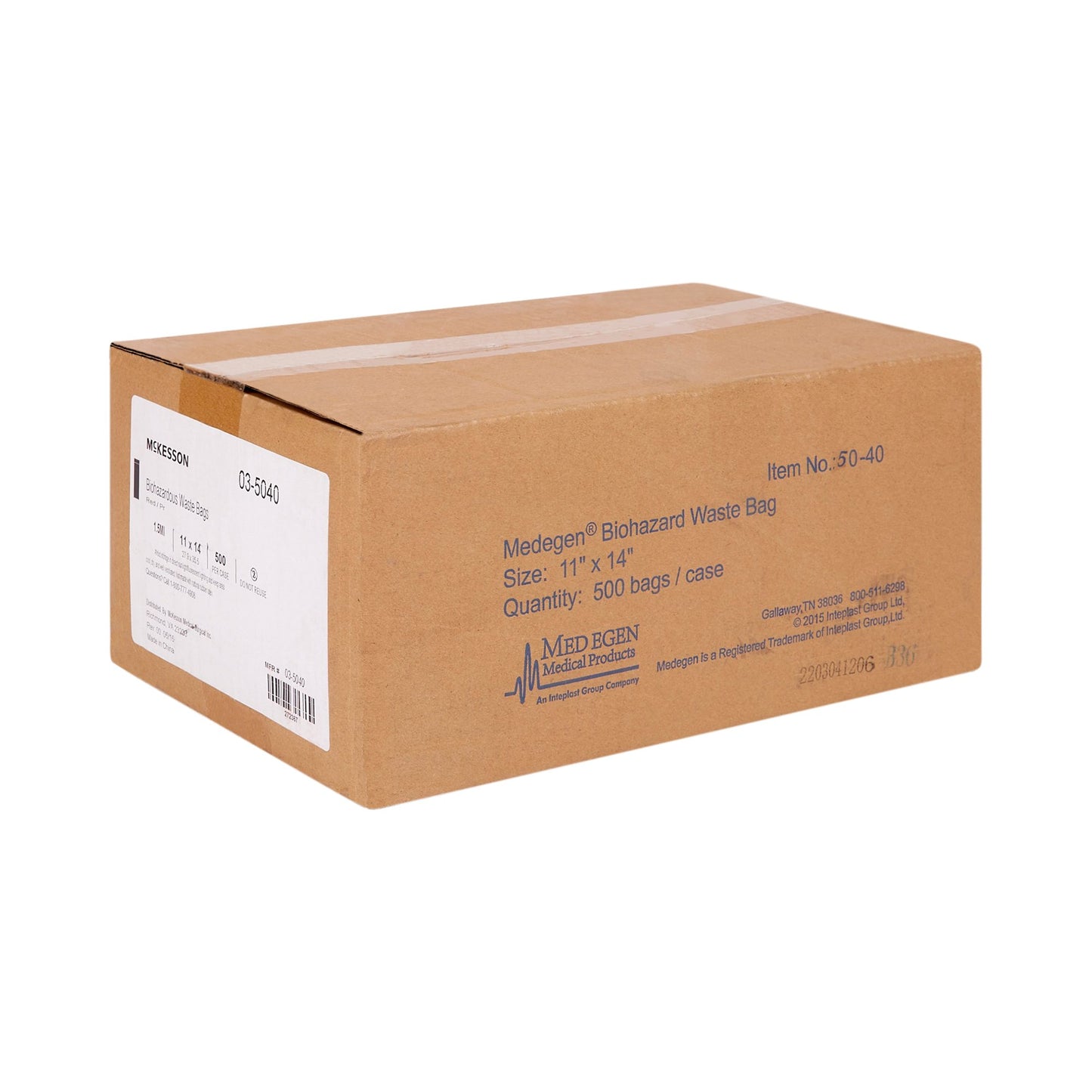 McKesson Biohazard Waste Bag Biohazard Symbol / Infectious Waste 1 to 6 gal. Red 11 X 14 Inch (196264_CS)