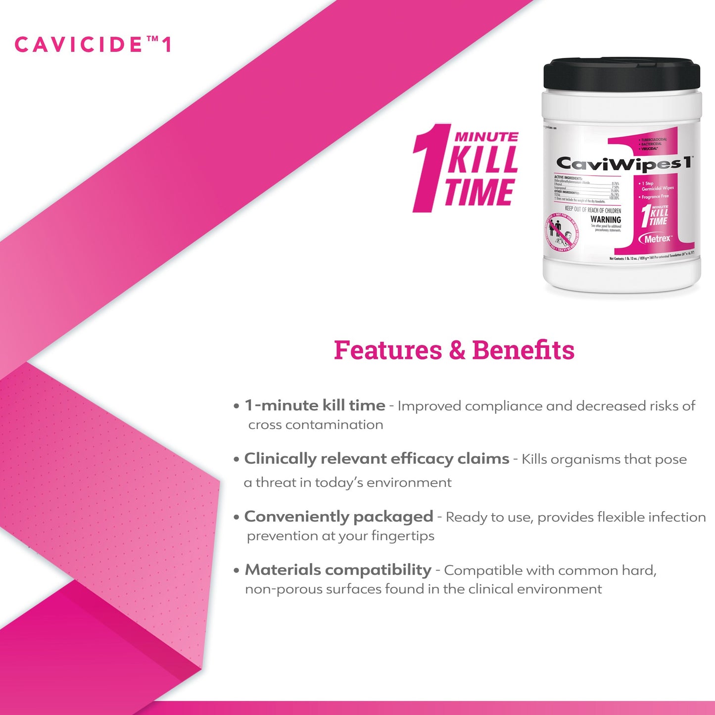 CaviWipes1™ Surface Disinfectant Premoistened Manual Pull Wipe 160 Count Canister Unscented NonSterile (826199_CS)