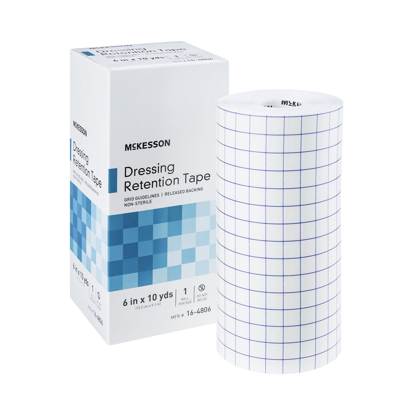 McKesson Water Resistant Dressing Retention Tape with Liner White 6 Inch X 10 Yard Nonwoven / Printed Release Paper NonSterile (1087973_BX)