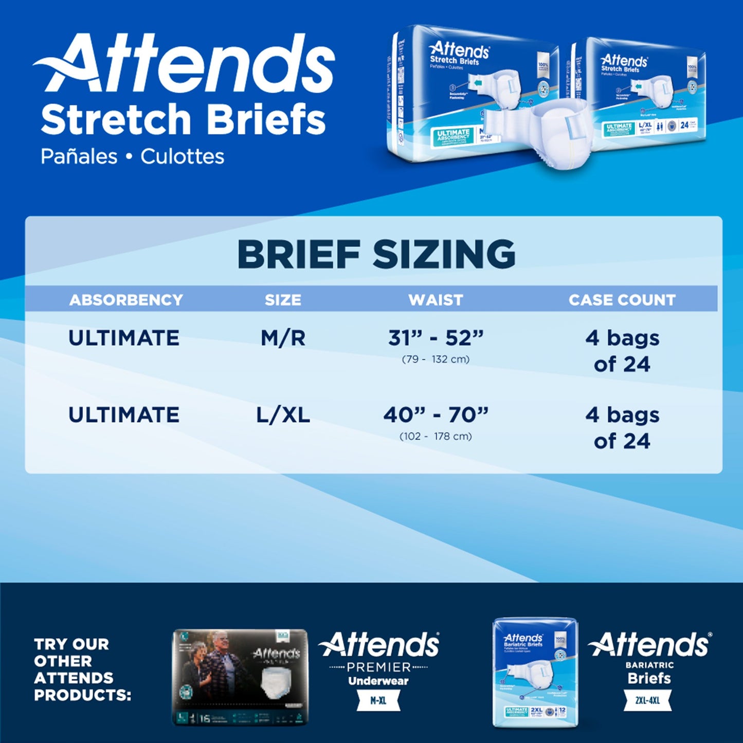 Attends® Stretch Unisex Adult Incontinence Brief Large / X-Large Disposable Heavy Absorbency (981738_BG)