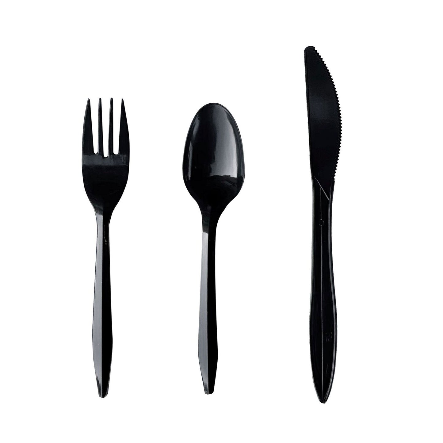 Boardwalk Three-Piece Cutlery Kit, Fork/Knife/Teaspoon, Polypropylene, Black, 250/Carton (BWK3KITBLPP)