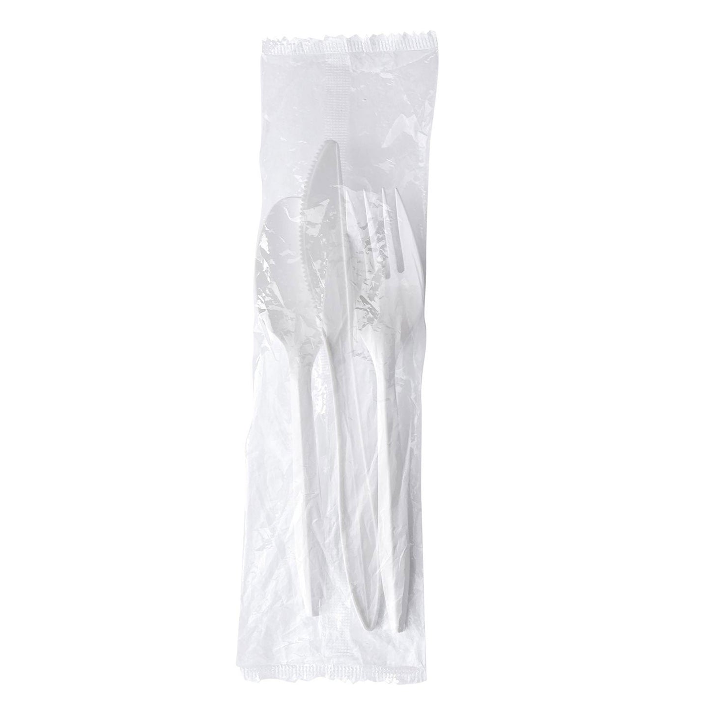 Boardwalk Three-Piece Cutlery Kit, Fork/Knife/Teaspoon, Mediumweight, White, 250/Carton (BWK3KITWHPS)