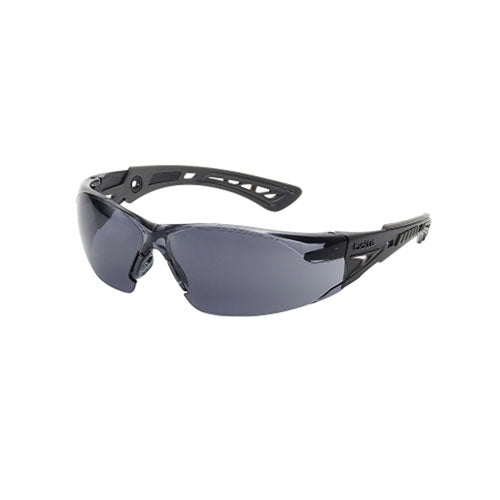 Bolle Rush+ Series Safety Glasses, Smoke Lens, Anti-Fog, Anti-Scratch, Polycarbonate, Black Frame (286-40208)