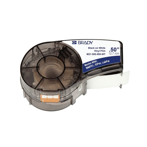 Brady BMP21 Mobile Printer, ID PAL & LABPAL Label Printer Label, 21 ft L x 1/2 in W, Black on White (262-142807)