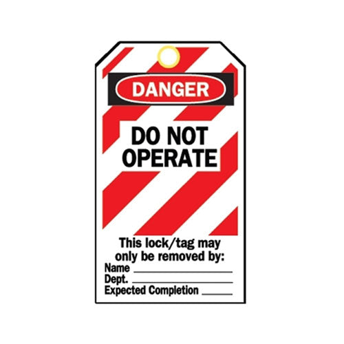 Brady Heavy Duty Lockout Tag, 3 in W x 5.75 in H, Polyester, Danger, Do Not Operate, Black/Red on White (262-65520)