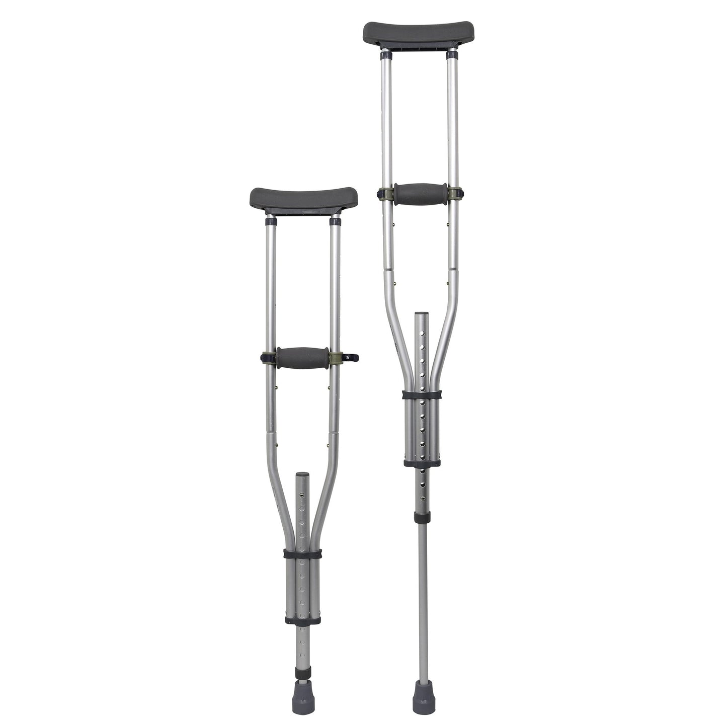 McKesson Underarm Crutches Youth / Adult / Tall Adult 4 Foot 6 Inch to 6 Foot 6 Inch User Height Aluminum Frame 300 lbs. Weight Capacity (1095263_CS)
