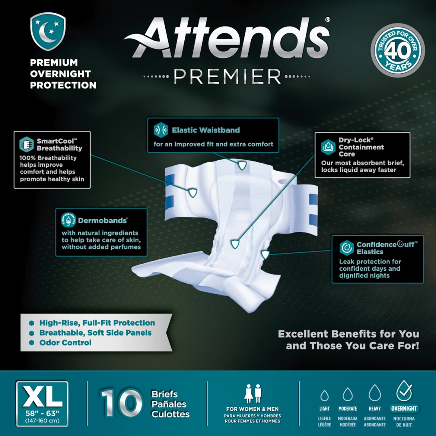Attends® Premier Unisex Adult Incontinence Brief X-Large Disposable Heavy Absorbency (1128075_CS)