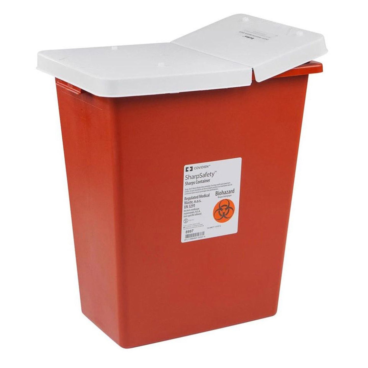 SharpSafety™ Sharps Container Red Base 18-3/4 H X 18-1/4 W X 12-3/4 D Inch Vertical Entry 12 Gallon (321391_EA)