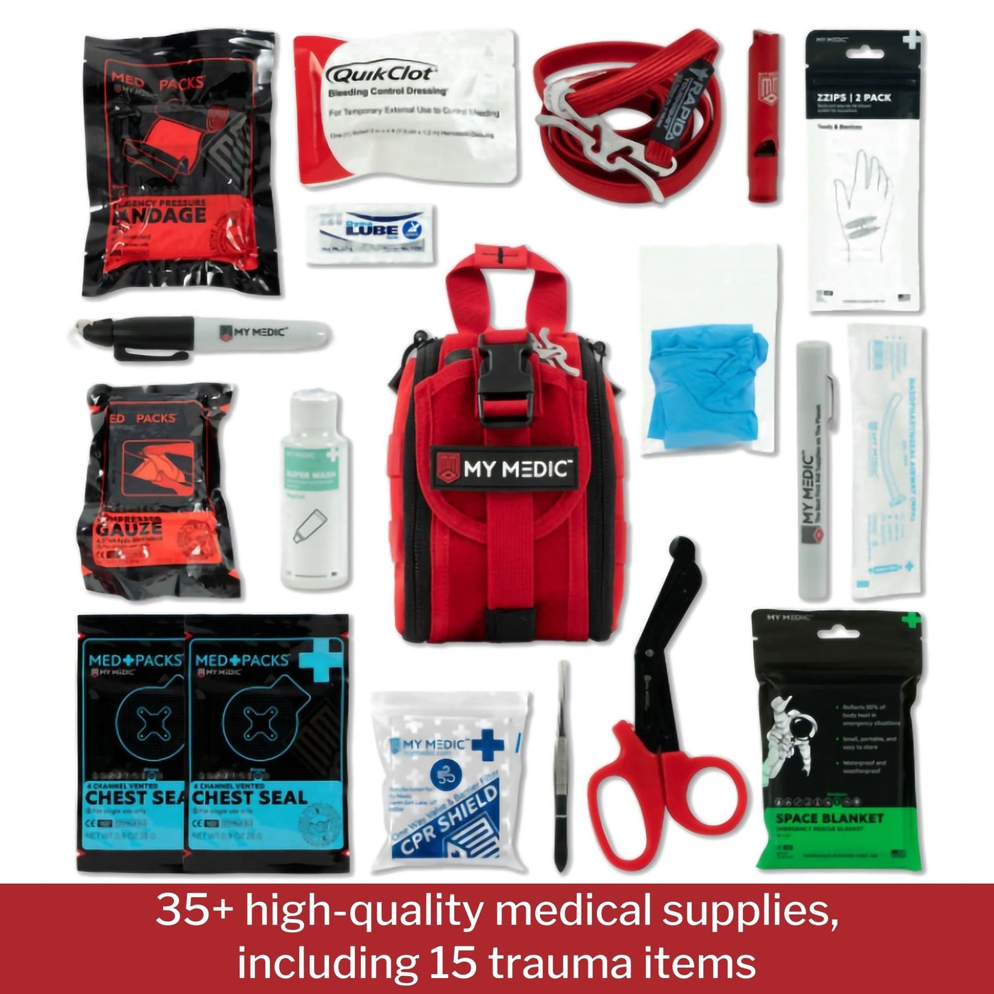 My Medic™ TFAK Trauma First Aid Kit Red Nylon Bag (1207732_EA)