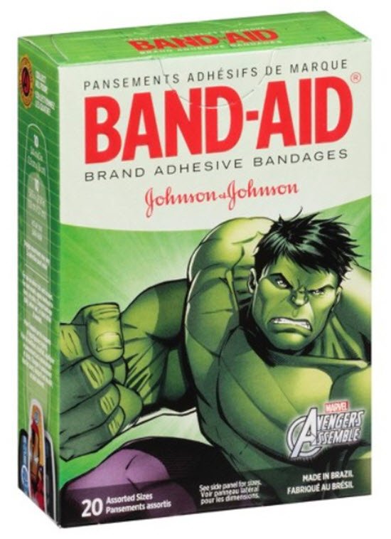 Band-Aid® Adhesive Strip 5/8 X 2-1/4 Inch / 3/4 X 3 Inch Plastic Rectangle / Round Kid Design (Avengers) Sterile (995076_BX)