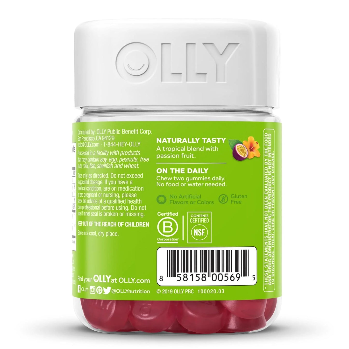 OLLY® Daily Energy Dietary Supplement Vitamin B12 / CoQ10 / Goji Berry 300 mcg - 30 mg - 100 mg Strength Gummy 60 per Bottle Tropical Passion Flavor (1249516_BT)