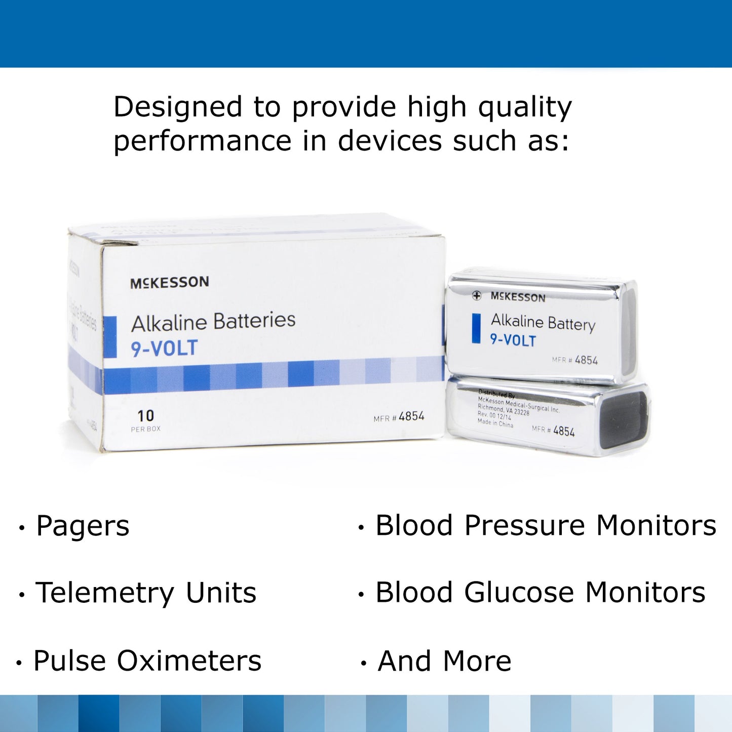 McKesson Alkaline Battery 9V Cell 9V Disposable 10 Pack (862351_CS)