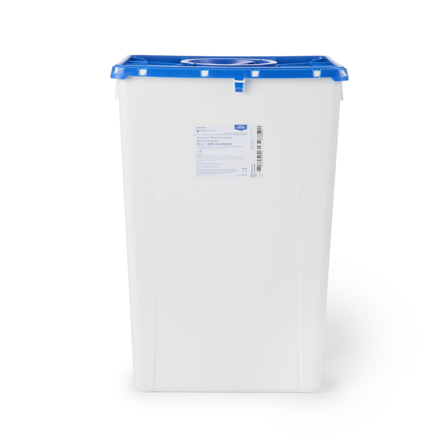 McKesson Prevent® Pharmaceutical Waste Container White Base 24-3/5 H X 17-3/10 W X 13 L Inch Vertical Entry 18 Gallon (1011863_CS)
