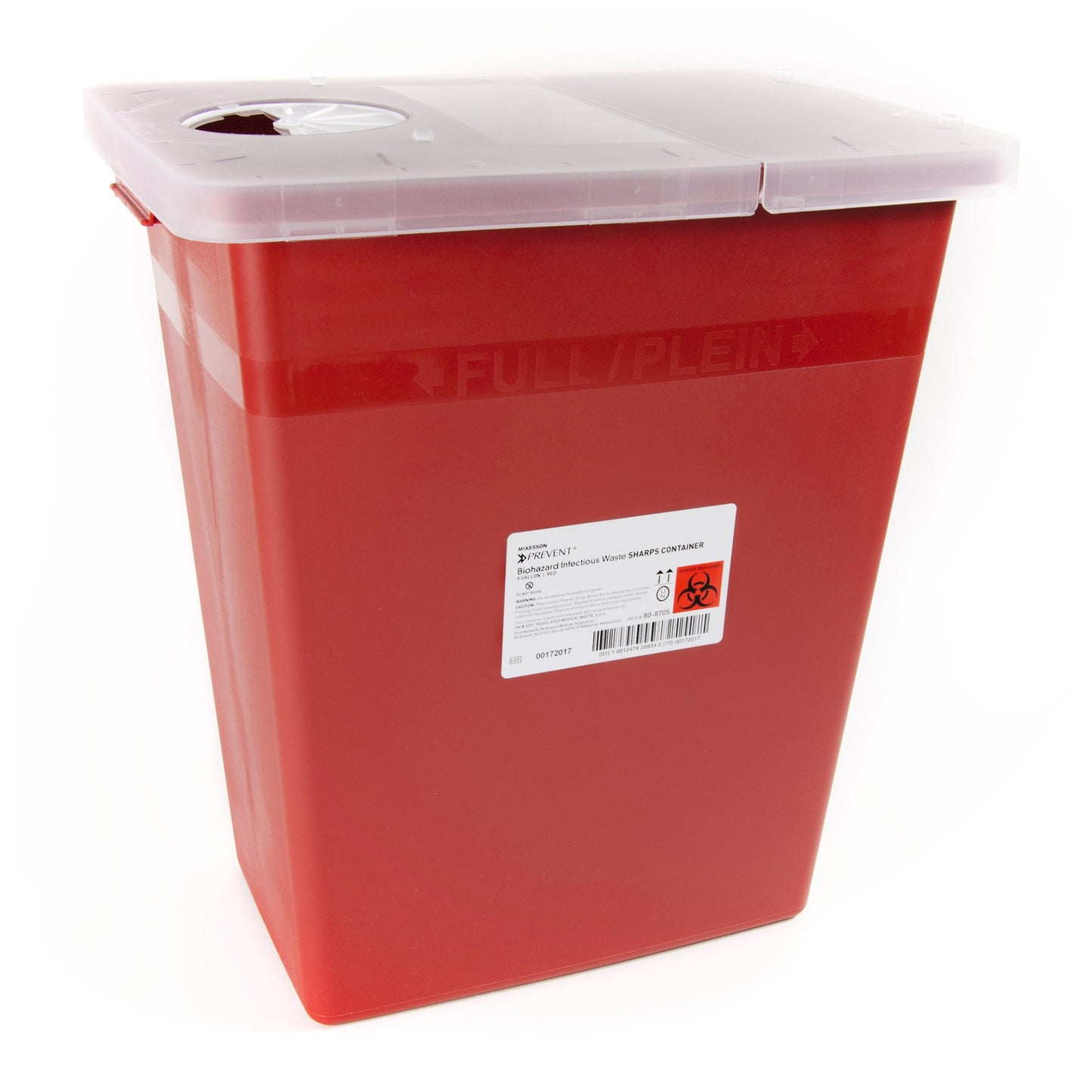 McKesson Prevent® Sharps Container Red Base 13-3/4 W X 13-3/4 D X 14 H Inch Horizontal / Vertical Entry 8 Gallon (1011861_CS)