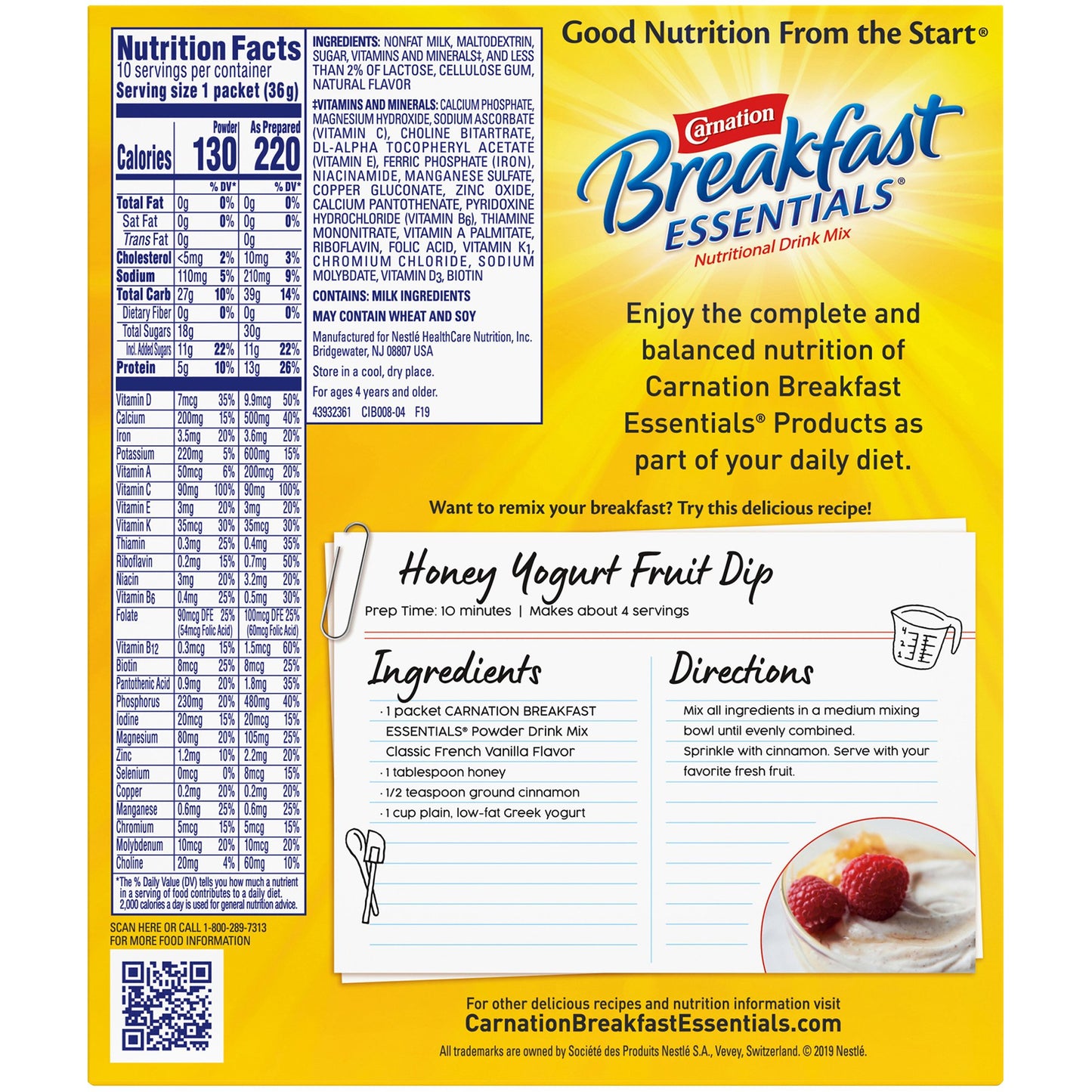 Carnation Breakfast Essentials® Oral Supplement French Vanilla Flavor Powder 1.26 oz. Individual Packet (810730_CS)