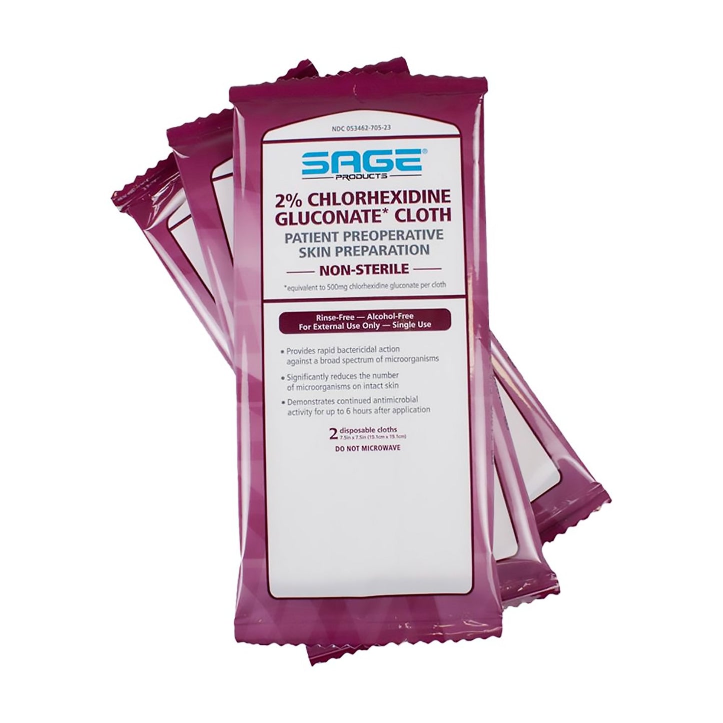 Sage® Skin Prep Wipe 2 per Pack Soft Pack 2% Strength CHG (Chlorhexidine Gluconate) NonSterile (550501_BX)