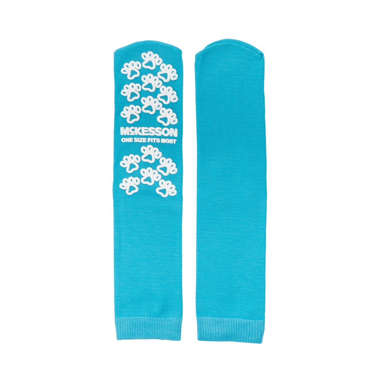 McKesson Paw Prints® Slipper Socks Unisex Adult One Size Fits Most Single Tread Single Patient Use Teal (475019_CS)