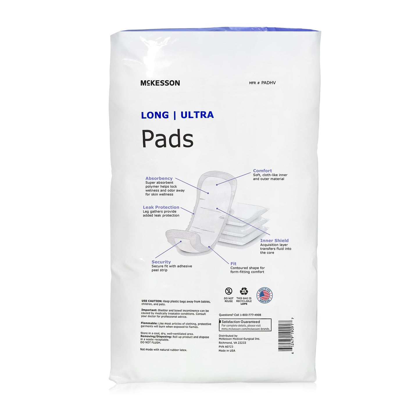 McKesson Ultra Bladder Control Pad 14 Inch Length Heavy Absorbency Polymer Core One Size Fits Most (884157_BG)