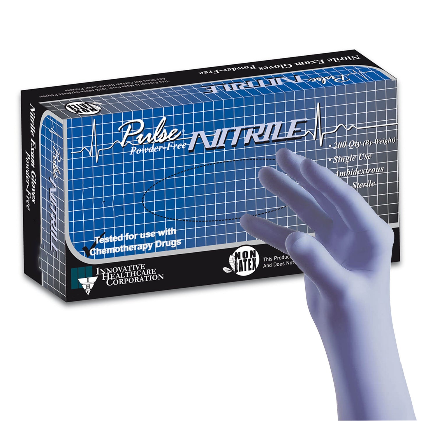 Pulse® Nitrile Exam Glove Small NonSterile Nitrile Standard Cuff Length Textured Fingertips Aqua Blue Chemo Tested / Fentanyl Tested (764269_CS)