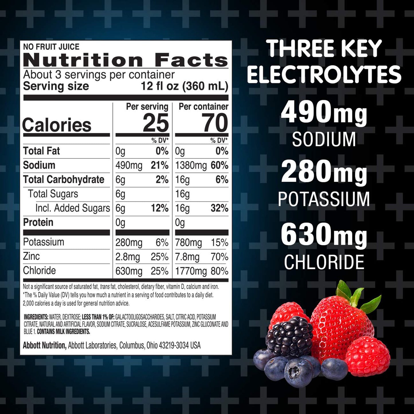 Pedialyte® AdvancedCare™ Plus Oral Electrolyte Solution Berry Frost Flavor 33.8 oz. Electrolyte (1129053_EA)