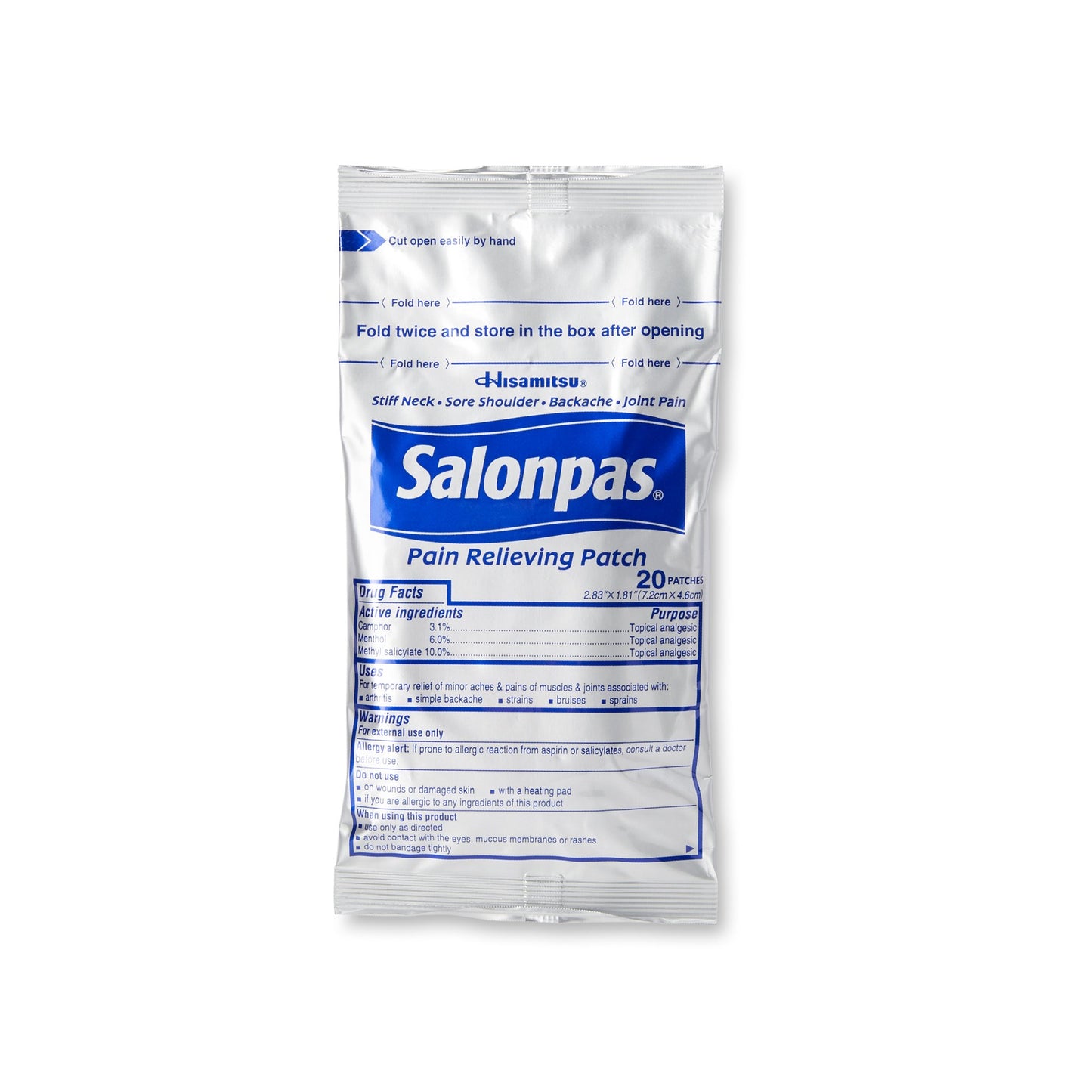 Salonpas® Topical Pain Relief 3.1% - 6% - 10% Strength Camphor / Menthol / Methyl Salicylate Patch 60 per Box (1088319_BX)